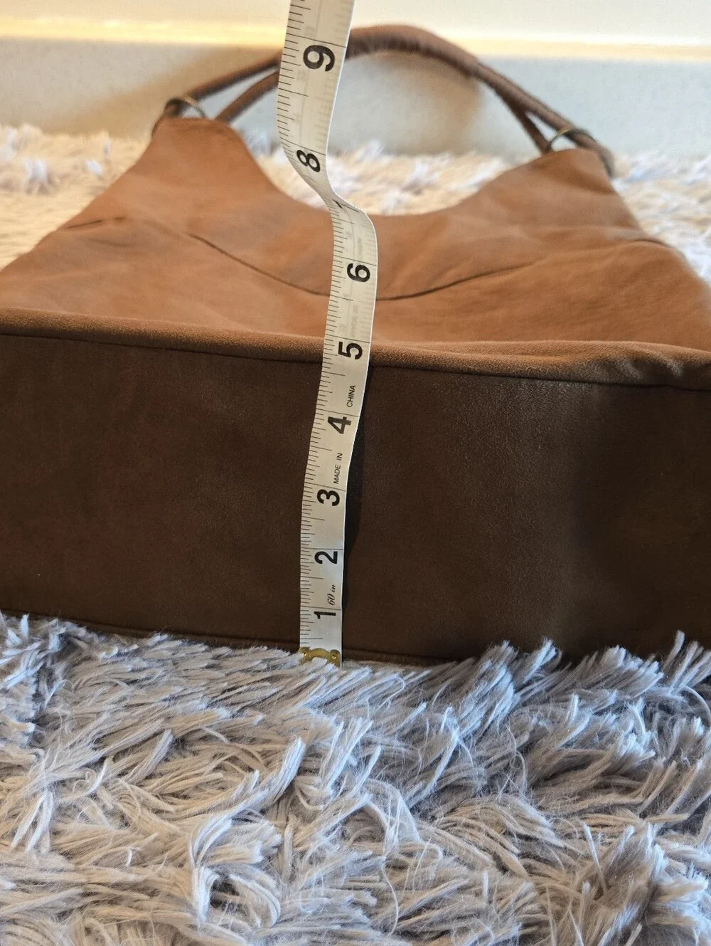 Suede Type Brown Boho bag with Floral Embellishments